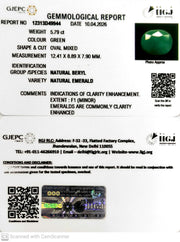 5.79/CT Natural Panna Stone with Govt. Lab Certificate-12313D49944